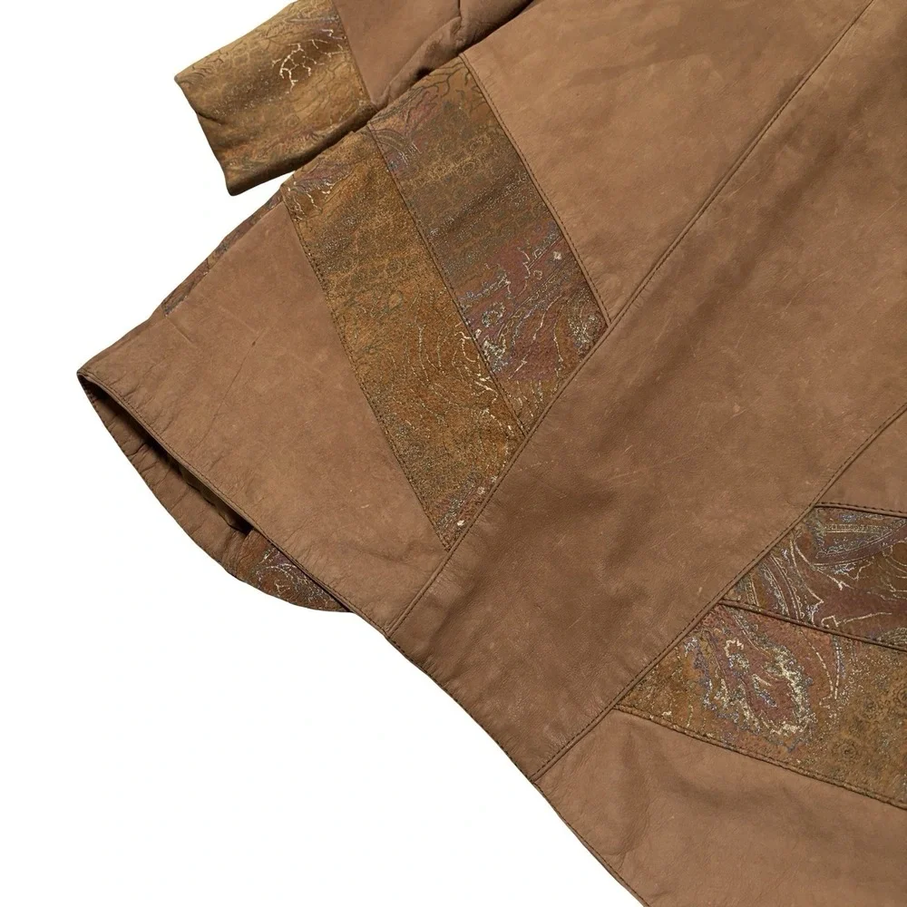 VTG Euro Mond Of California Leather Jacket Patchwork Mettalic Western Sz Medium‎